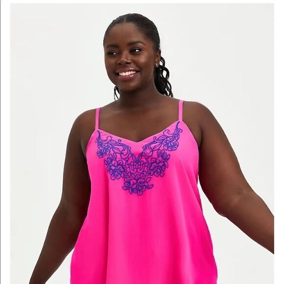 Torrid - NWT - Embroidered Cami - Bright Neon Pink - Picture 2 of 7